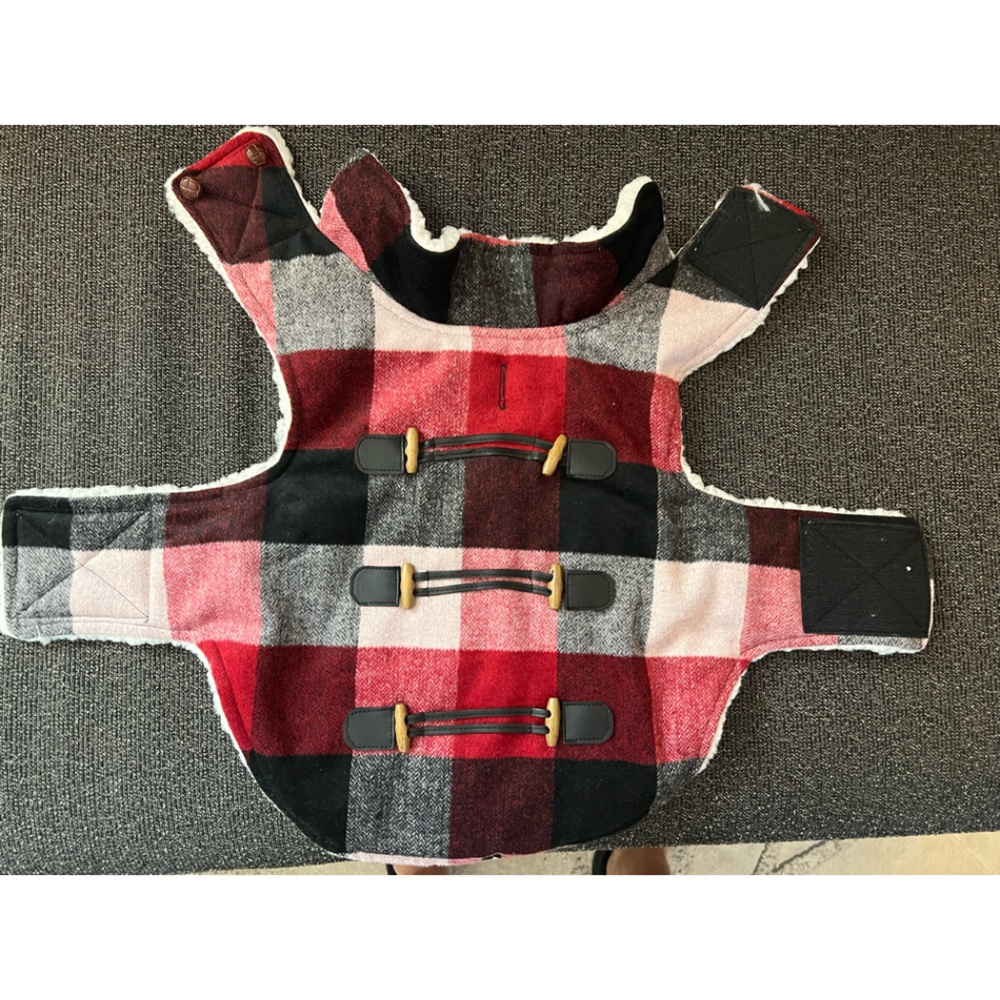 Red plaid dog jacket